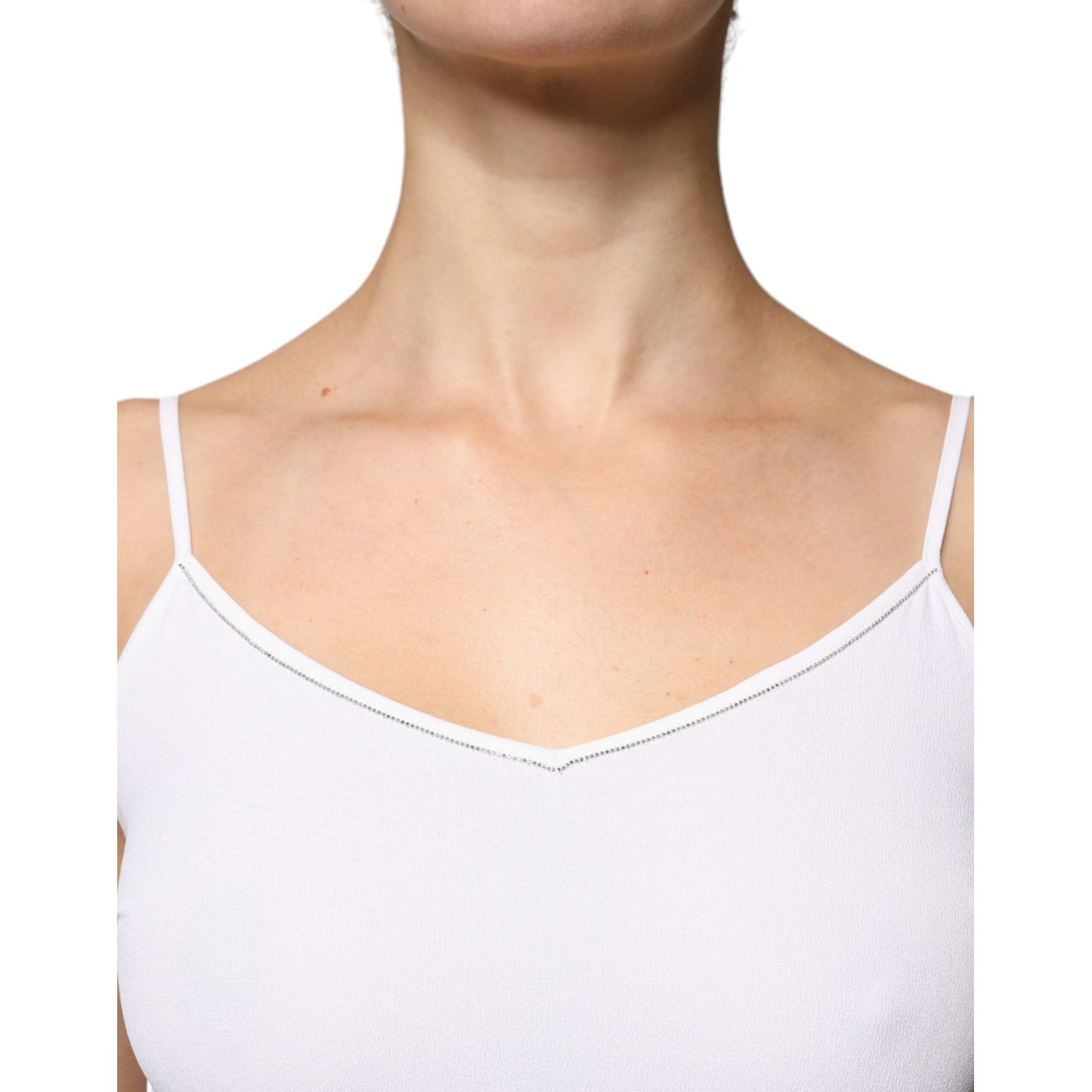 Fabiana Filippi White Spaghetti Strap Sleeveless Tank Top Fabiana Filippi Antique White
