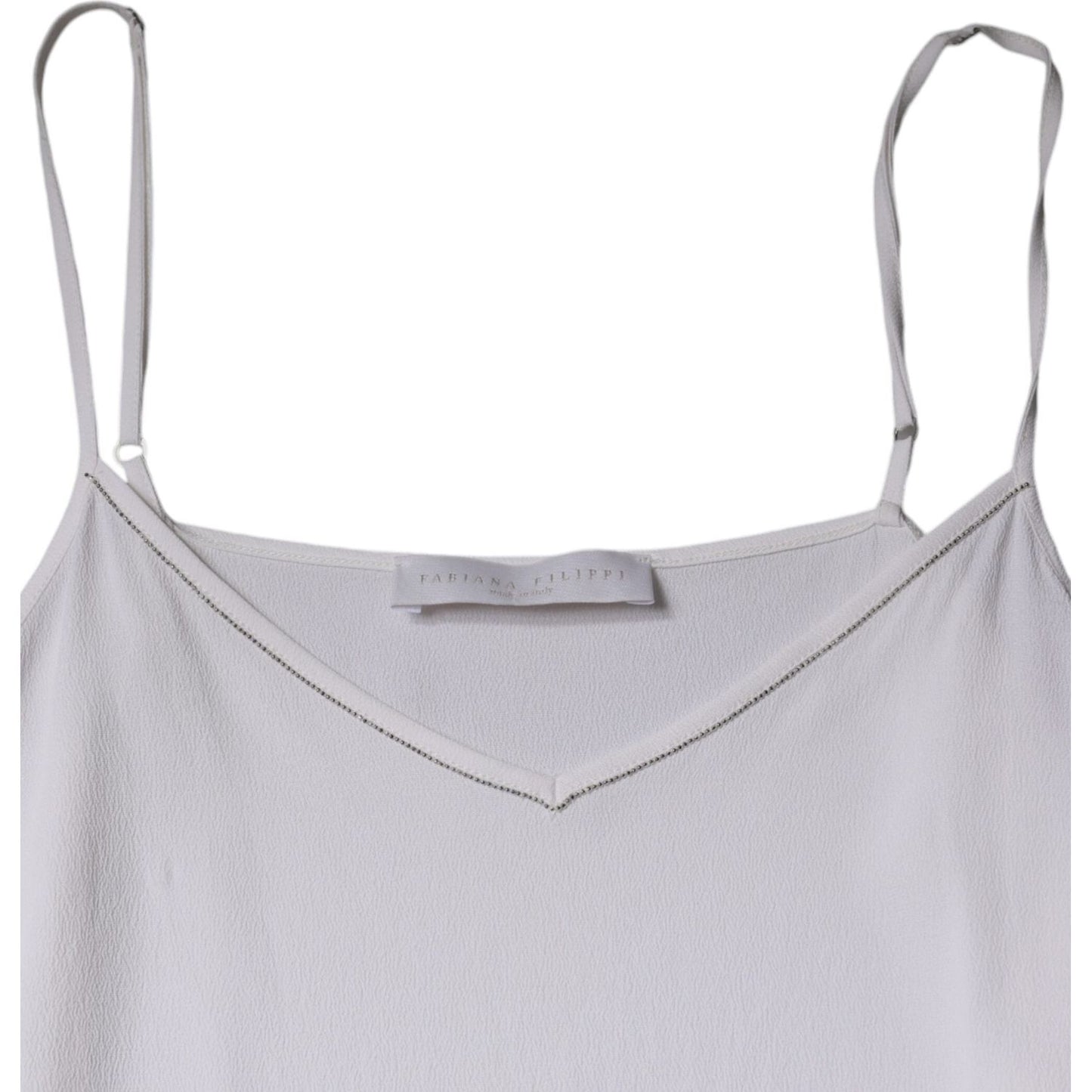 Fabiana Filippi White Spaghetti Strap Sleeveless Tank Top Fabiana Filippi Gray