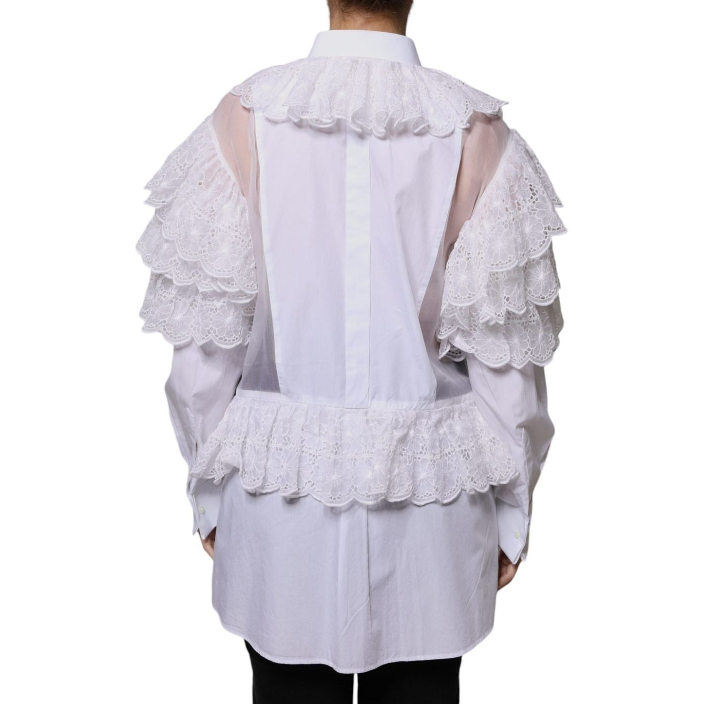 Dolce & Gabbana White Cotton Poplin Shirt Dress Blouse Top Dolce & Gabbana Thistle