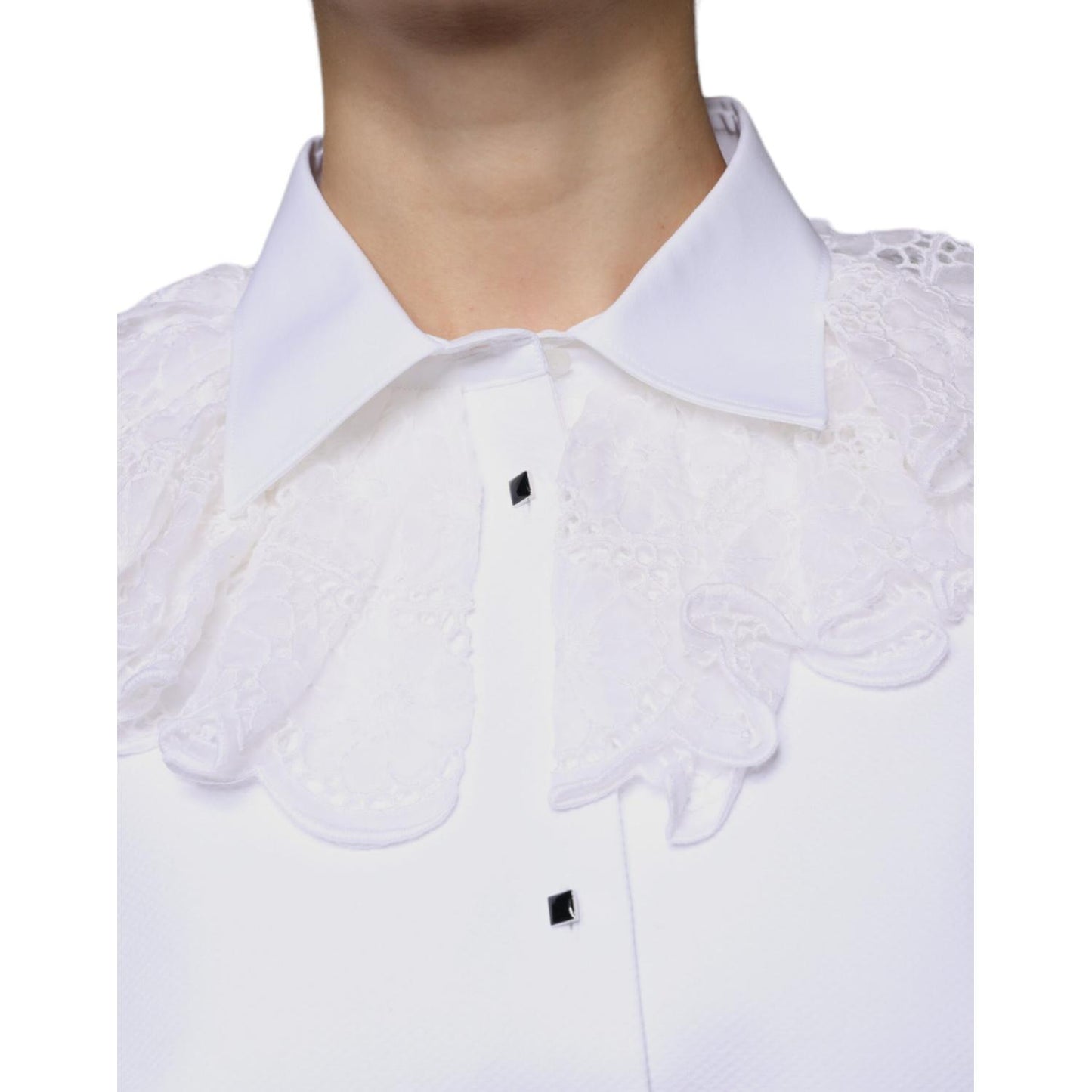 Dolce & Gabbana White Cotton Poplin Shirt Dress Blouse Top Dolce & Gabbana Light Gray