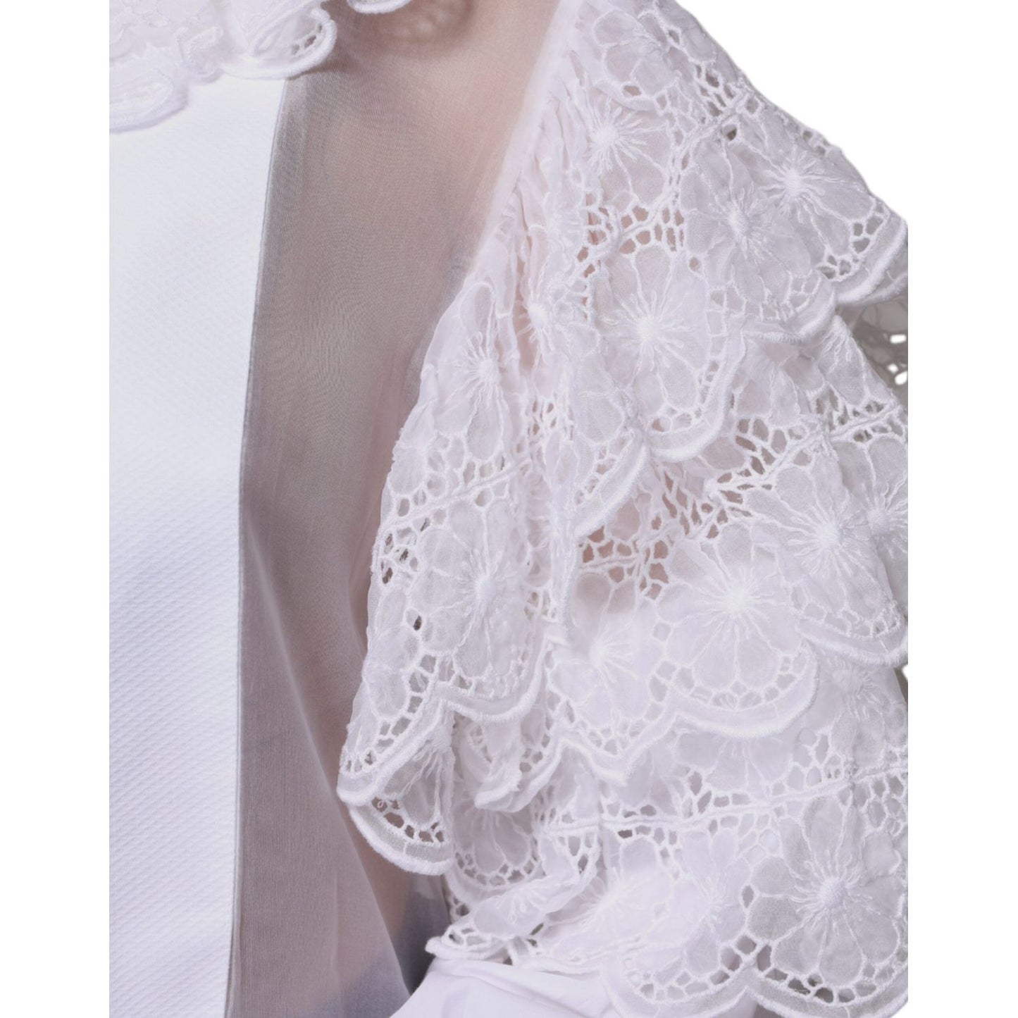 Dolce & Gabbana White Cotton Poplin Shirt Dress Blouse Top Dolce & Gabbana Light Gray