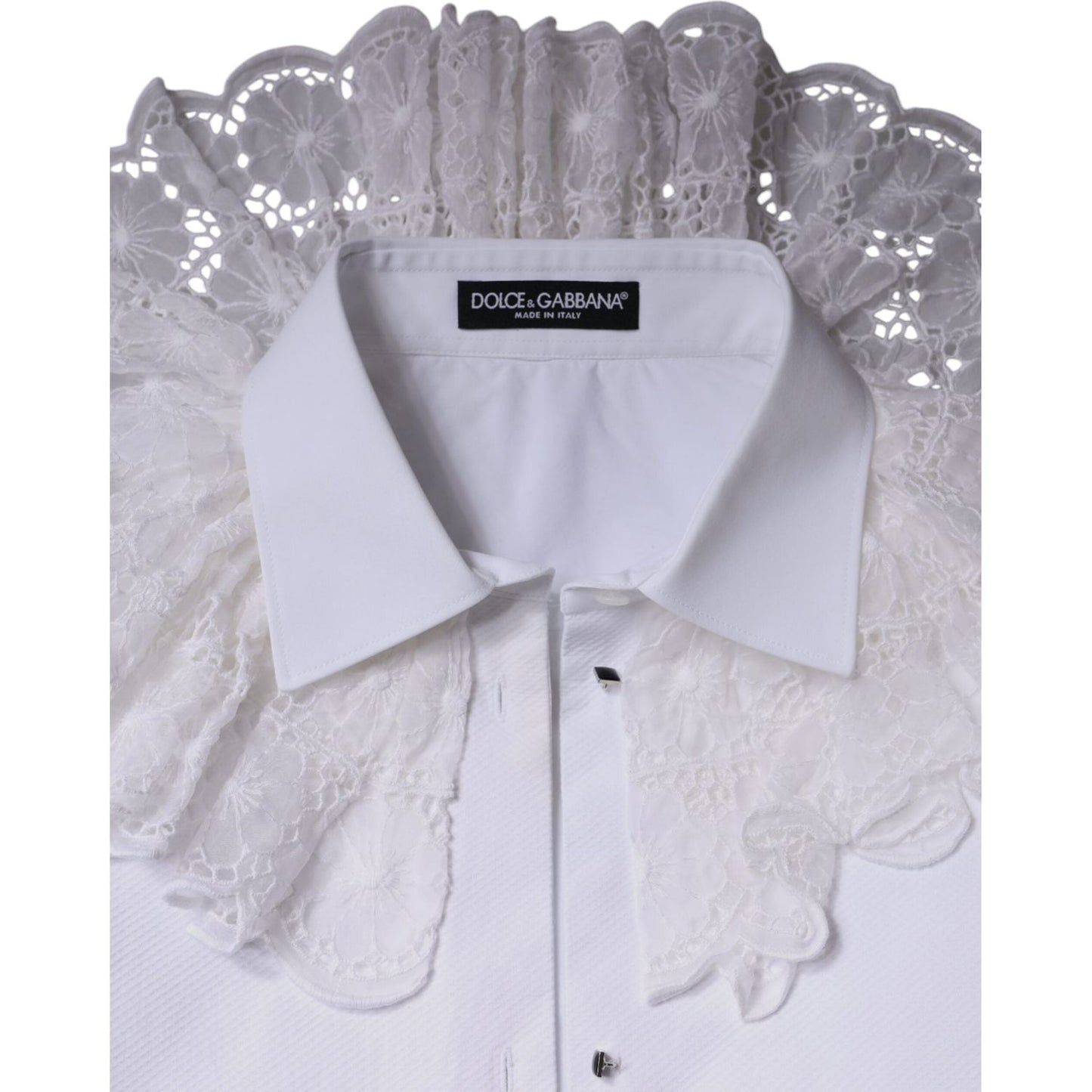 Dolce & Gabbana White Cotton Poplin Shirt Dress Blouse Top Dolce & Gabbana Gray