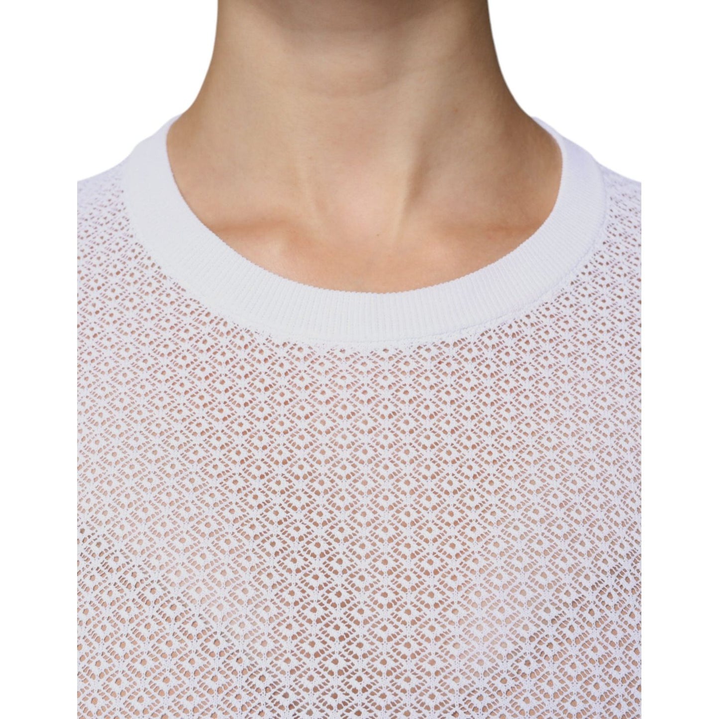Dolce & Gabbana White Mesh See Through Long Sleeves Top Dolce & Gabbana Light Gray