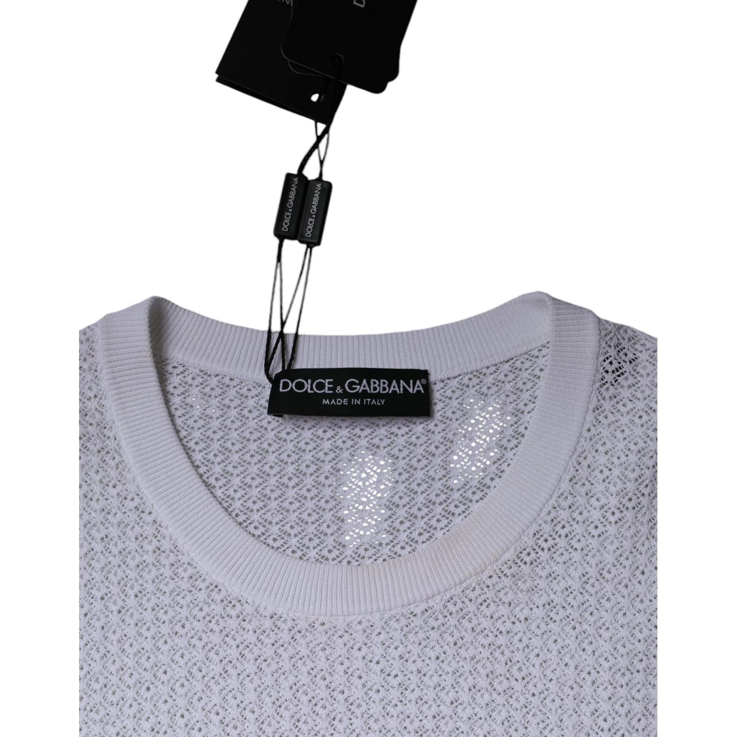 Dolce & Gabbana White Mesh See Through Long Sleeves Top Dolce & Gabbana Dark Gray