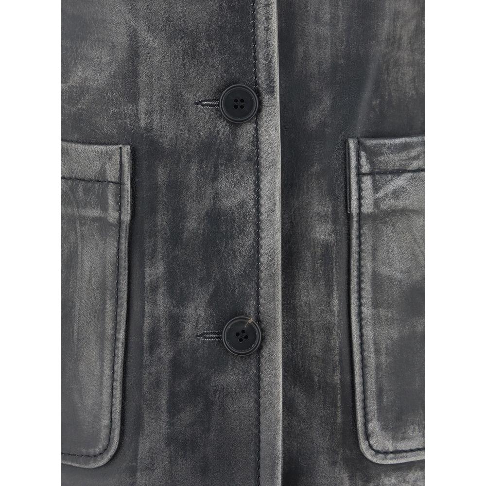 Marni Leather Jacket Marni Dark Slate Gray