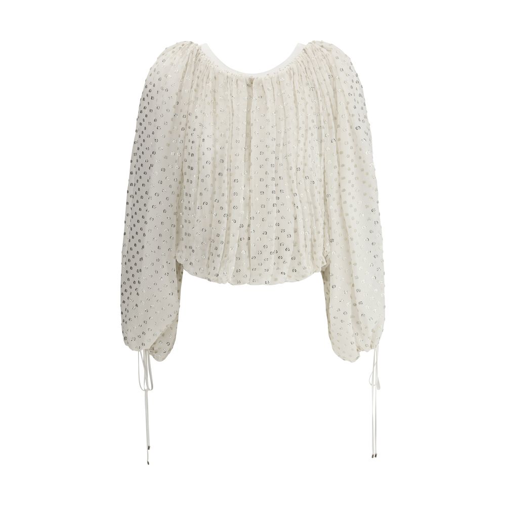 Chloé Off-Shoulder Shirt Chloé Light Gray