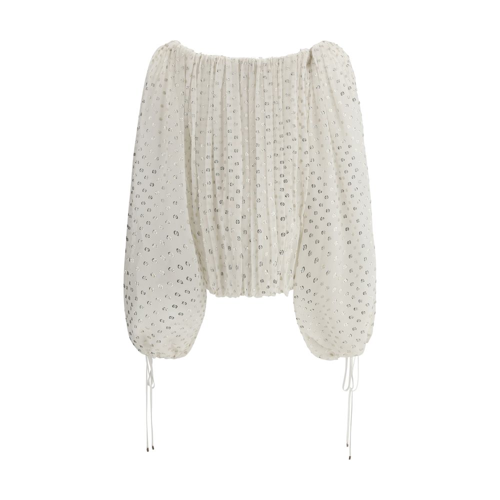 Chloé Off-Shoulder Shirt Chloé Light Gray