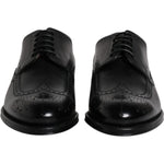 Dolce & Gabbana Black Leather Derby Wingtip Formal Shoes