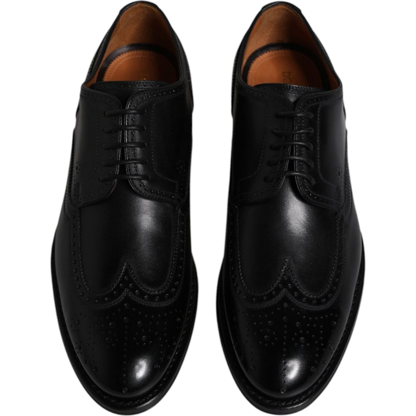 Dolce & Gabbana Black Leather Derby Wingtip Formal Shoes
