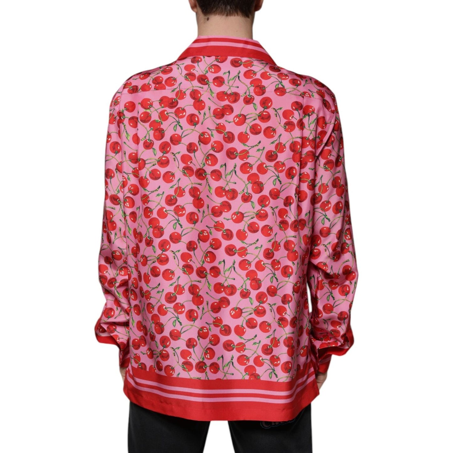 Dolce & Gabbana Dolce & Gabbana Pink Cherry Silk Button Down Casual Shirt TSH87285-42 1728,67345645728,Clothing,Dolce & Gabbana,IT42 | XL,Material: 100% Silk,Men,Men - Clothing,New with tags,Pink,Shirts - Men - Clothing