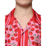 Dolce & Gabbana Dolce & Gabbana Pink Cherry Silk Button Down Casual Shirt TSH87285-42 1728,67345645728,Clothing,Dolce & Gabbana,IT42 | XL,Material: 100% Silk,Men,Men - Clothing,New with tags,Pink,Shirts - Men - Clothing
