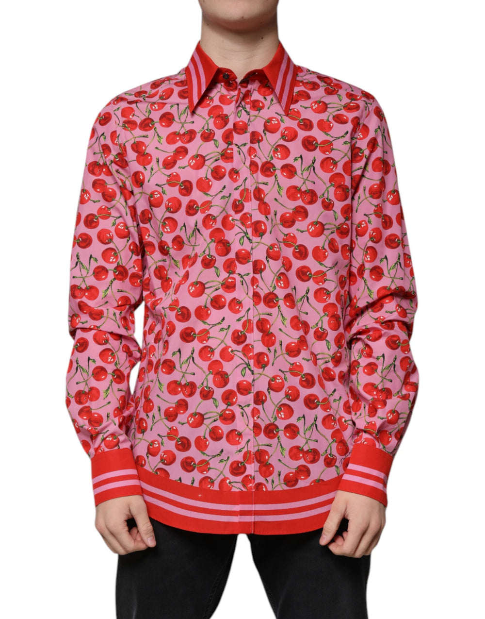 Dolce & Gabbana Dolce & Gabbana Pink Cherry Cotton Formal MARTINI Dress Shirt TSH87286-41 1728,67345645728,Clothing,Dolce & Gabbana,IT41 | L,Material: 100% Cotton,Men,Men - Clothing,New with tags,Pink,Shirts - Men - Clothing