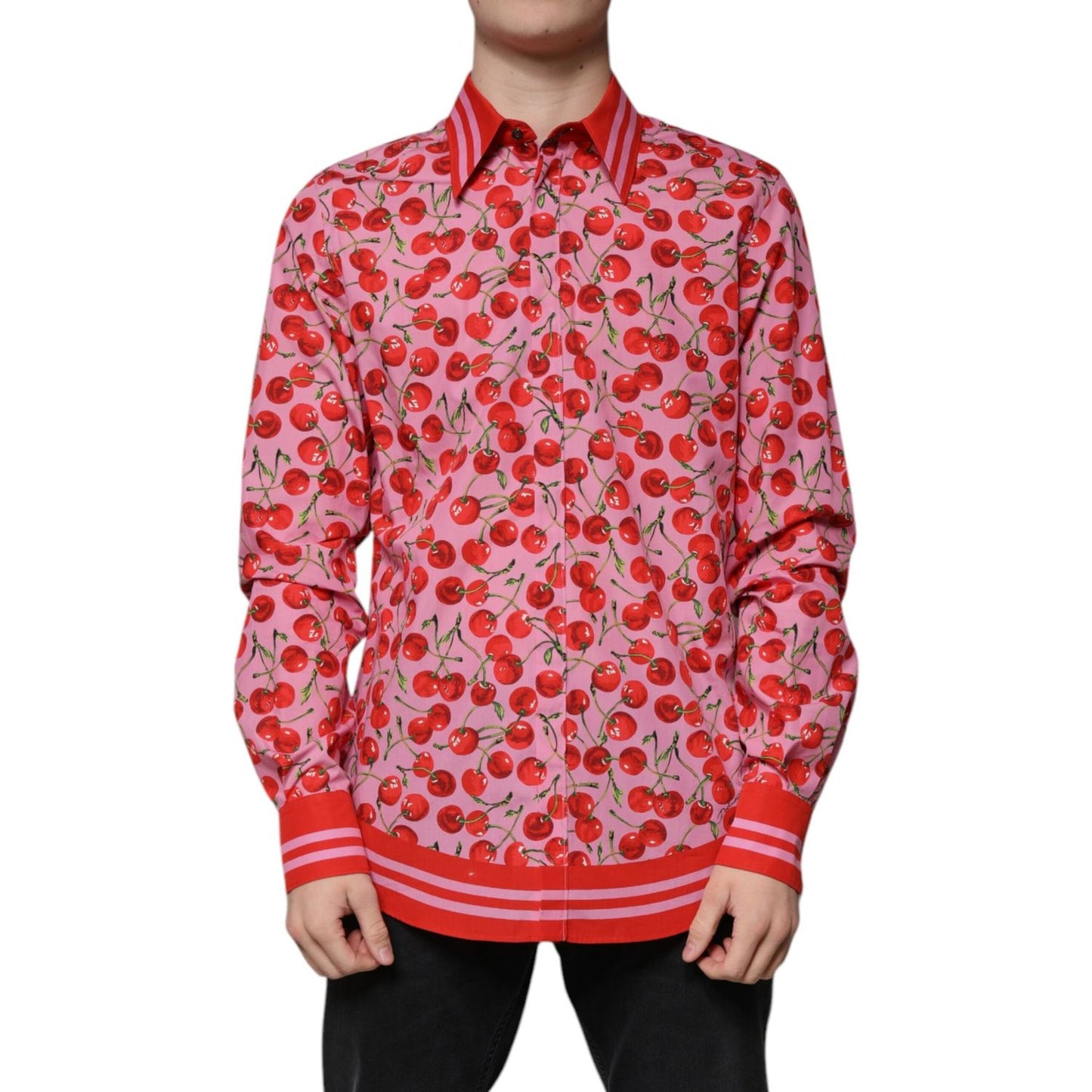 Dolce & Gabbana Dolce & Gabbana Pink Cherry Cotton Formal MARTINI Dress Shirt TSH87286-41 1728,67345645728,Clothing,Dolce & Gabbana,IT41 | L,Material: 100% Cotton,Men,Men - Clothing,New with tags,Pink,Shirts - Men - Clothing