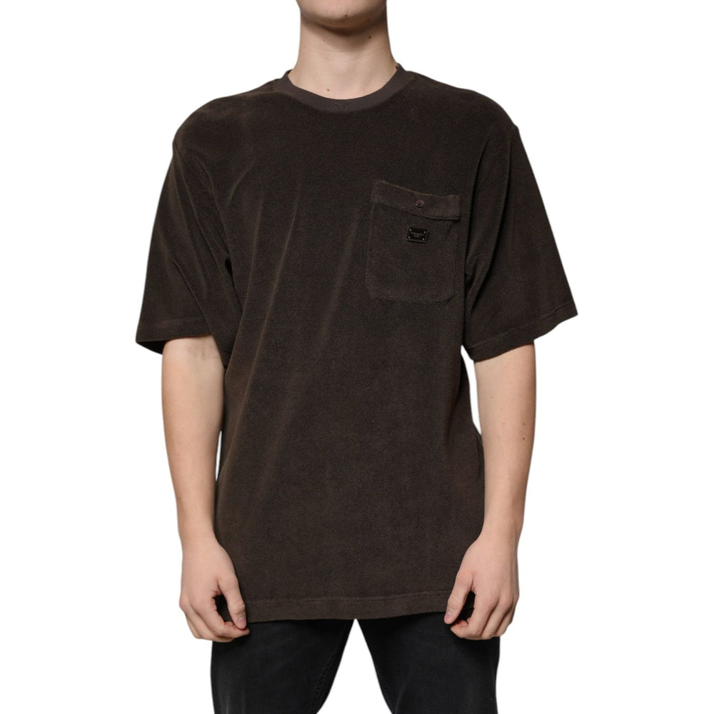 Dolce & Gabbana Dolce & Gabbana Brown Cotton Crew Neck Short Sleeves T-shirt TSH87311-48 1728,67345645728,Brown,Clothing,Dolce & Gabbana,IT48 | M,Material: 100% Cotton,Men,Men - Clothing,New with tags,T-Shirts - Men - Clothing