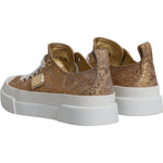 Dolce & Gabbana Dolce & Gabbana Gold White Logo Low Top Sneakers Shoes LA12139-35 1728,67345645728,Dolce & Gabbana,EU35/US4.5,Gold,Material: 62% Calf Leather 27% Viscose 3% Polyester 5% Nylon 3% Acetate,Preowned / Defect,Shoes,Sneakers - Women - Shoes,Wom