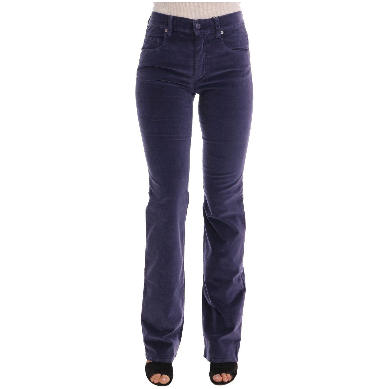 Ermanno Scervino Chic Purple Corduroy Bootcut Flare Pants Ermanno Scervino Dark Slate Gray