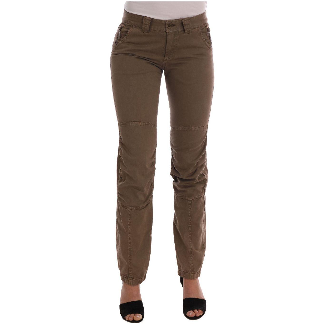Ermanno Scervino Chic Brown Casual Cotton Pants Ermanno Scervino Dark Olive Green