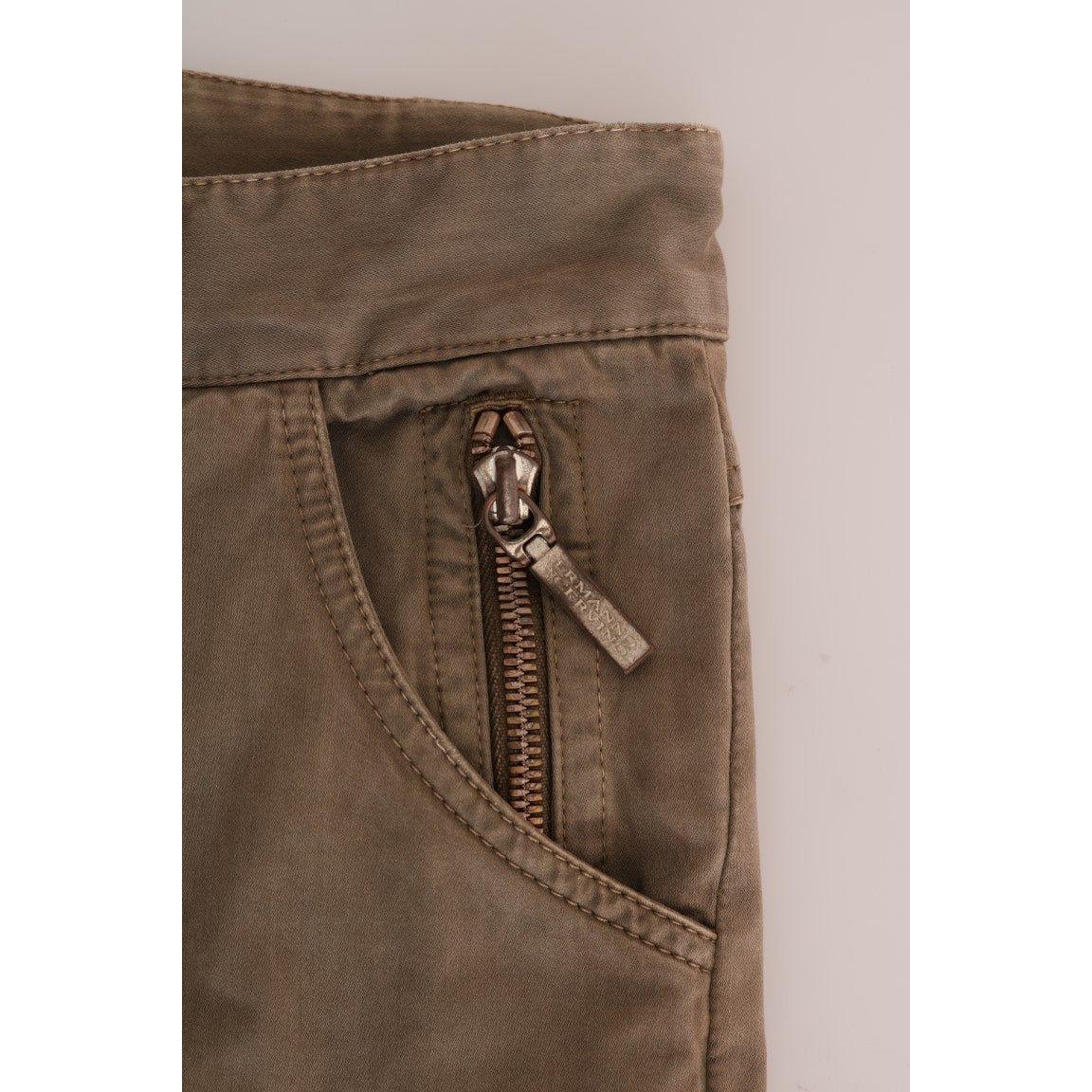 Ermanno Scervino Chic Brown Casual Cotton Pants Ermanno Scervino Dark Olive Green