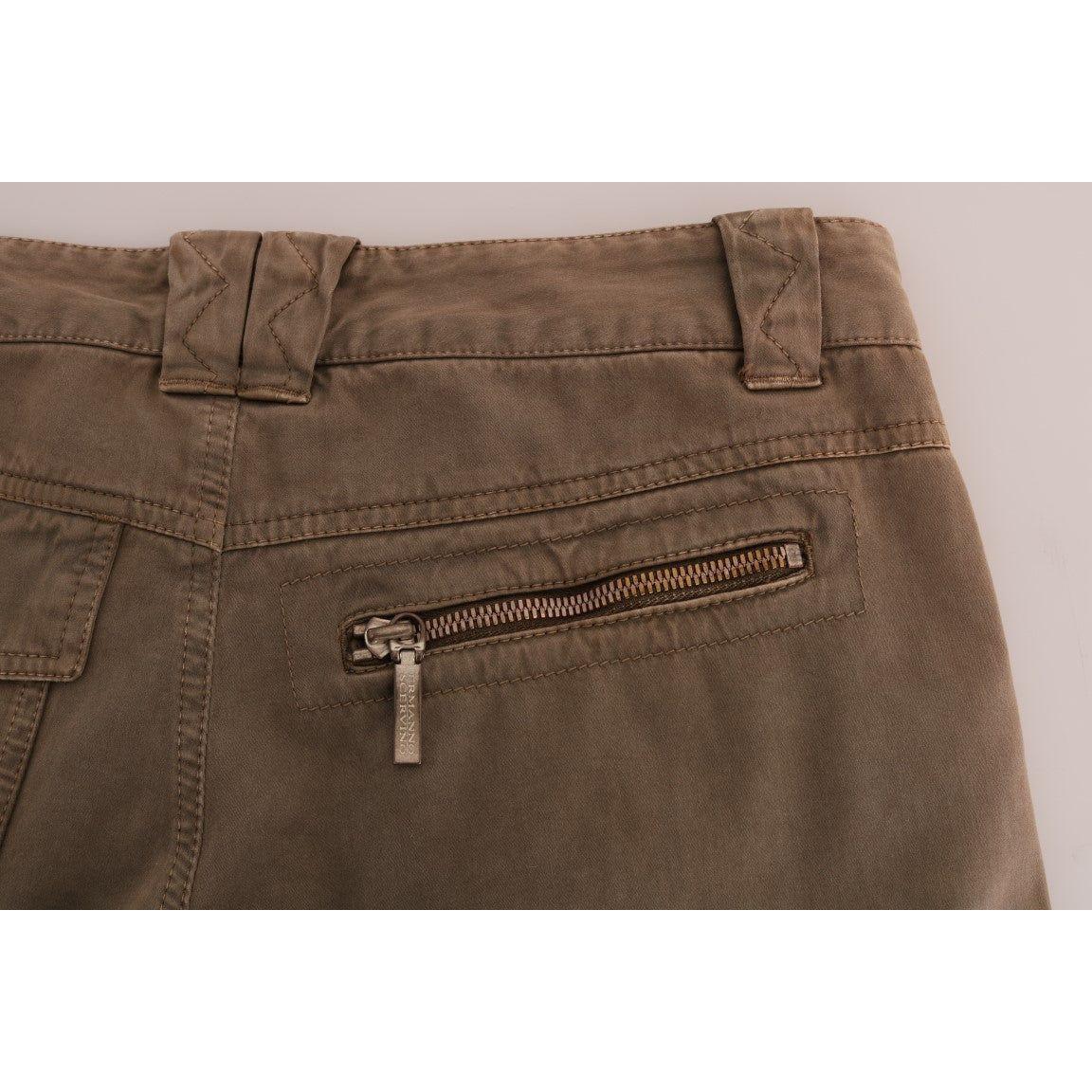 Ermanno Scervino Chic Brown Casual Cotton Pants Ermanno Scervino Dark Olive Green