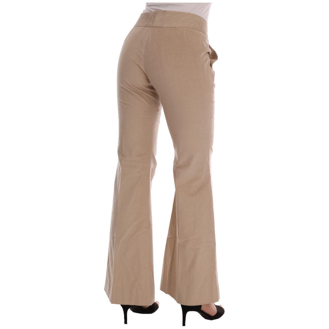 Ermanno Scervino Chic Beige Bootcut Flared Pants Jeans & Pants Ermanno Scervino Rosy Brown