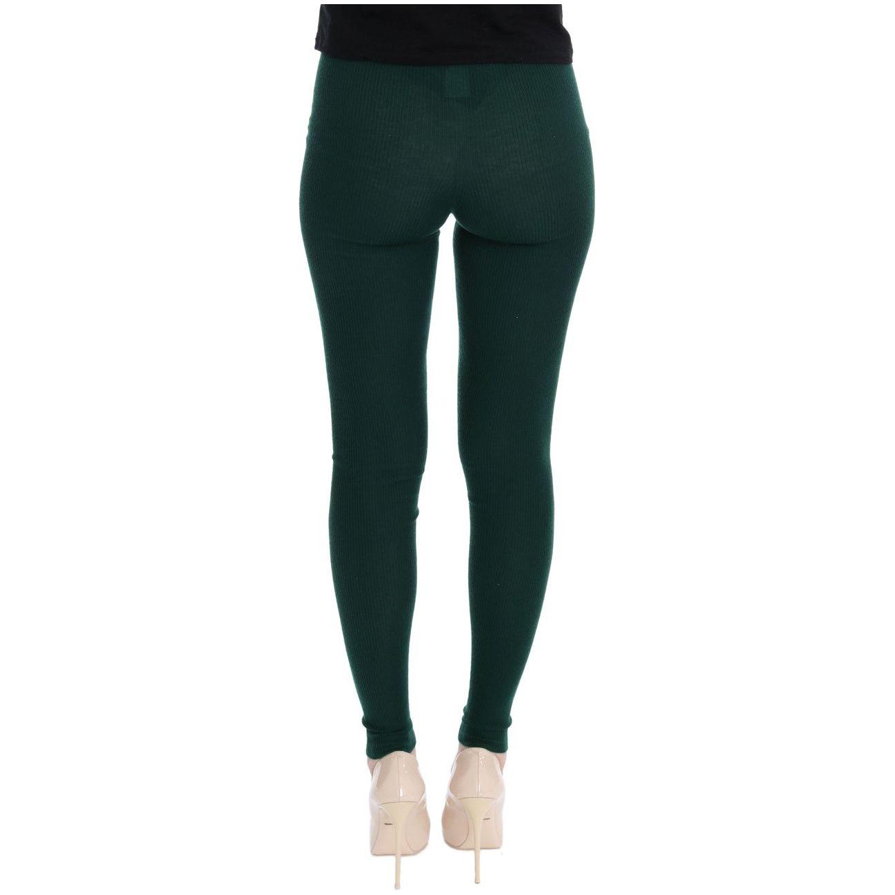 Dolce & Gabbana Elegant High-Waist Cashmere Tights Pants Dolce & Gabbana Dark Slate Gray