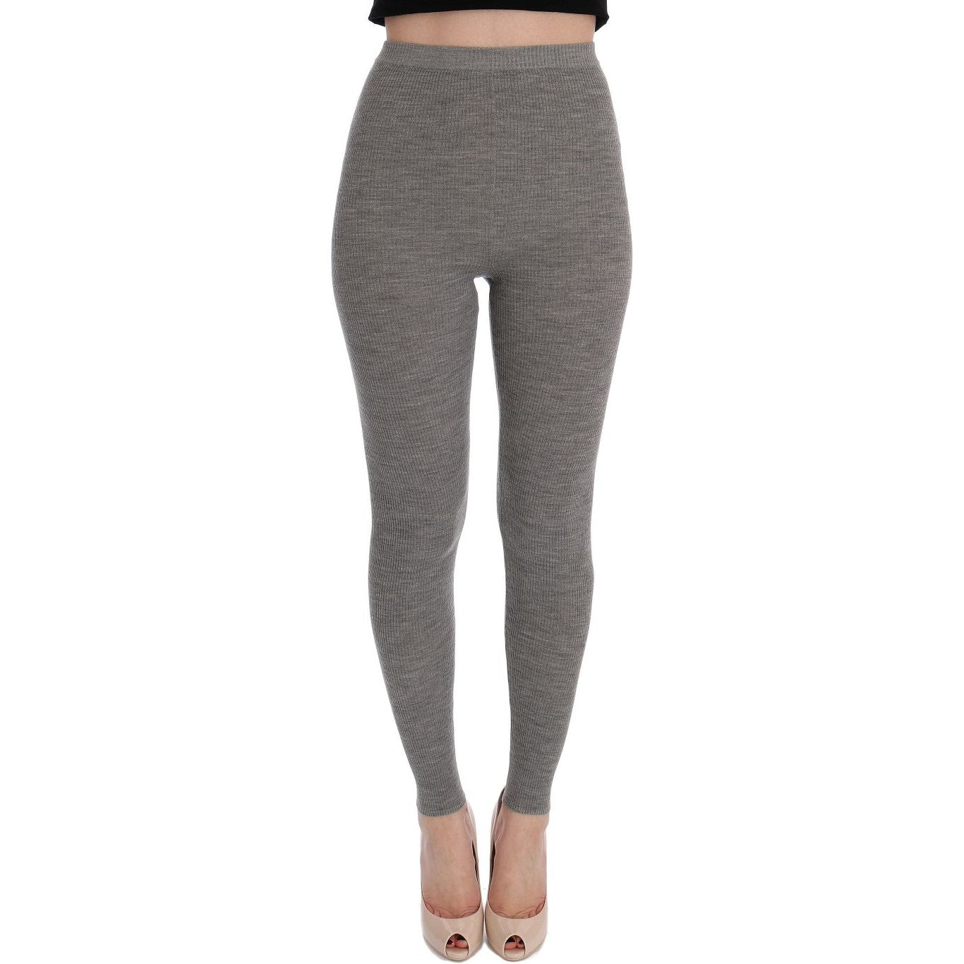 Dolce & Gabbana Elegant High Waist Cashmere Tights Pants Dolce & Gabbana Dim Gray