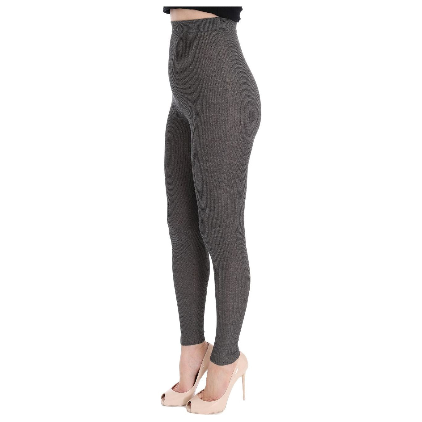 Dolce & Gabbana Elegant High Waist Cashmere Tights Pants Dolce & Gabbana Dark Slate Gray