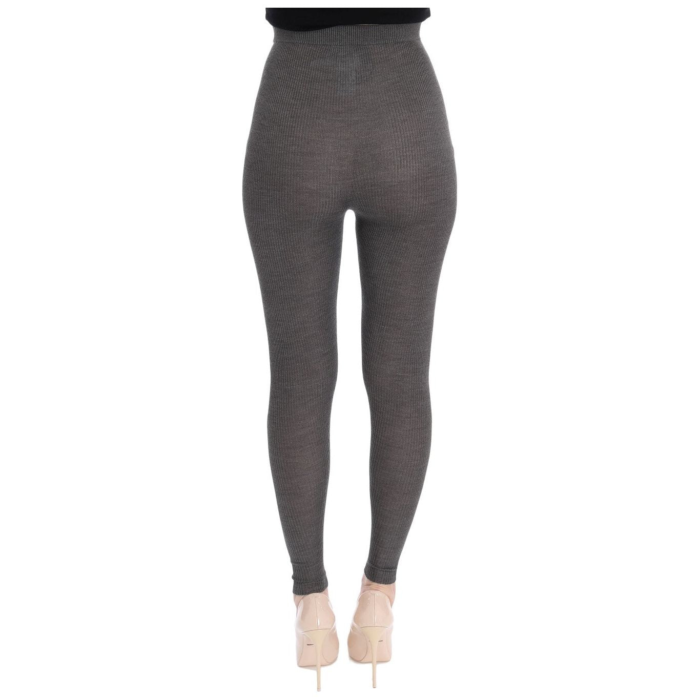 Dolce & Gabbana Elegant High Waist Cashmere Tights Pants Dolce & Gabbana Dark Slate Gray
