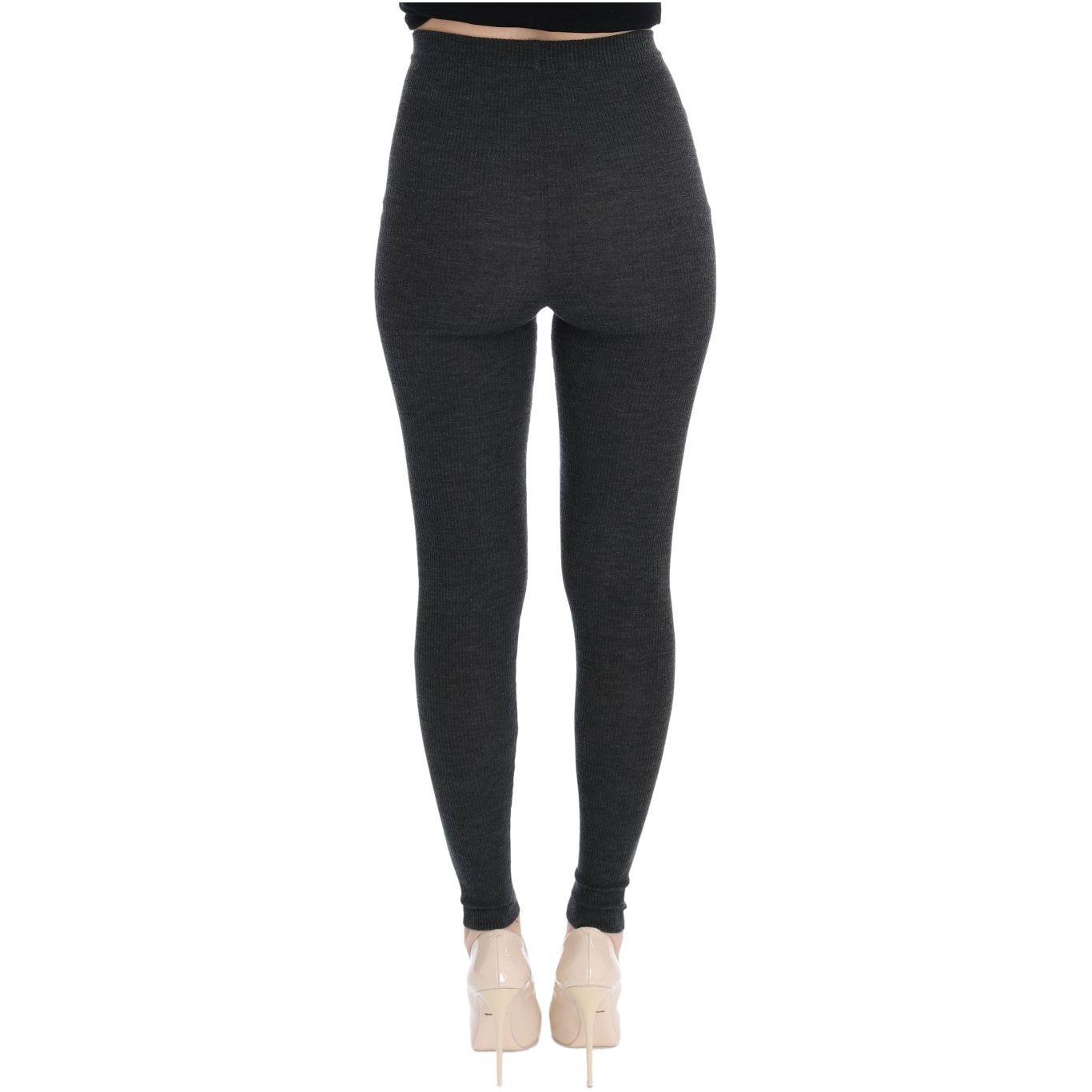 Dolce & Gabbana Elegant Gray High-Waist Wool Tights Pants Dolce & Gabbana Dark Slate Gray