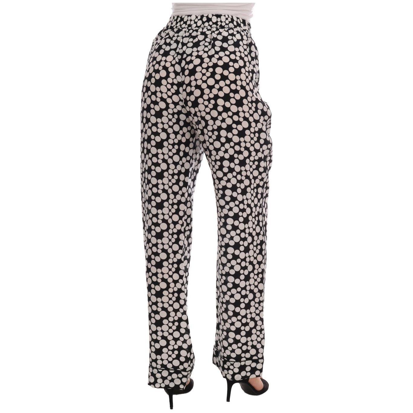 Dolce & Gabbana Elegant Polka Dot Silk High-Waist Pants Jeans & Pants Dolce & Gabbana Black