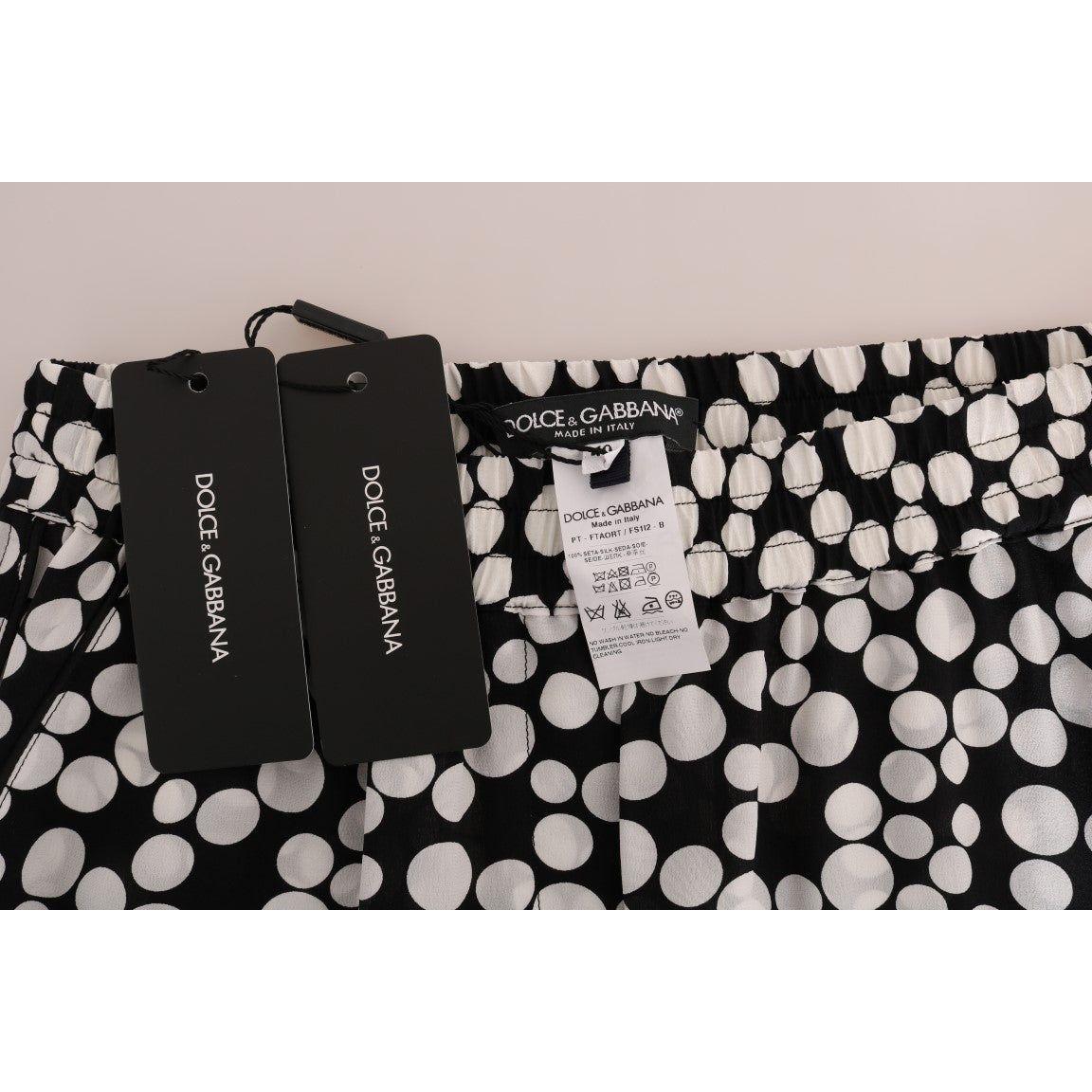 Dolce & Gabbana Elegant Polka Dot Silk High-Waist Pants Jeans & Pants Dolce & Gabbana Black
