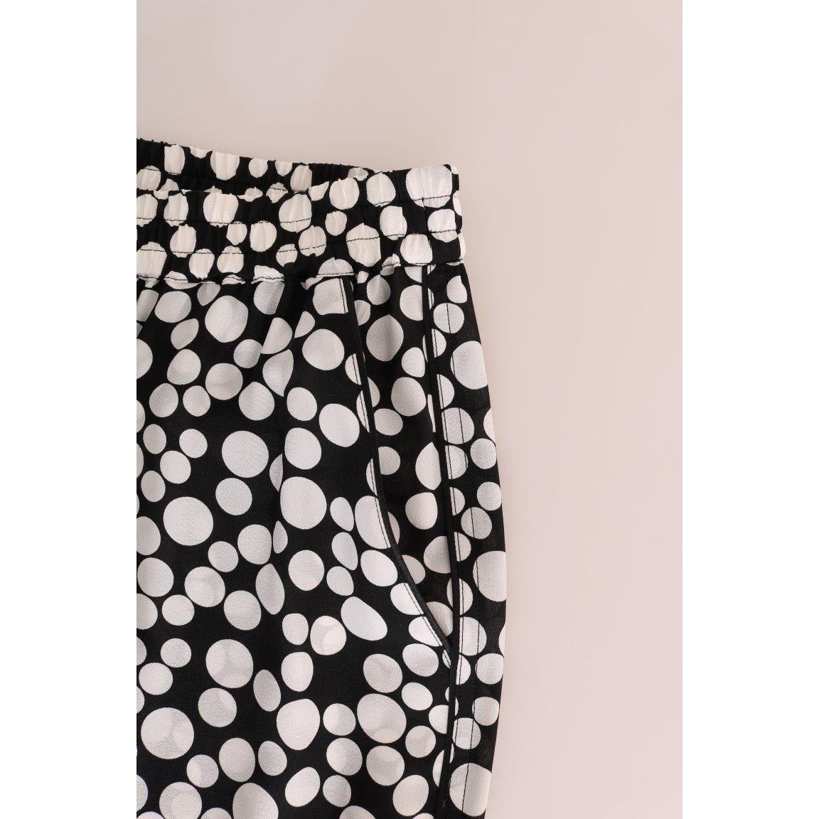 Dolce & Gabbana Elegant Polka Dot Silk High-Waist Pants Jeans & Pants Dolce & Gabbana Light Gray