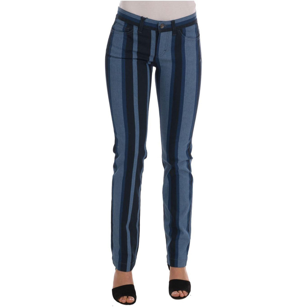 Dolce & Gabbana Chic Blue Striped Slim Fit Girly Jeans Dolce & Gabbana Dark Slate Gray