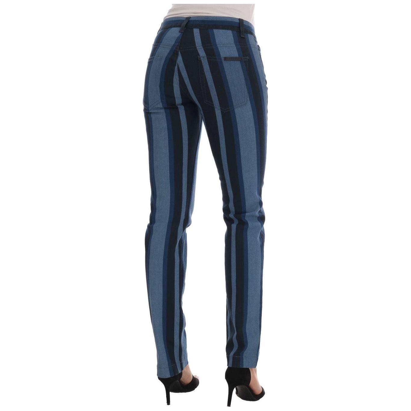 Dolce & Gabbana Chic Blue Striped Slim Fit Girly Jeans Dolce & Gabbana Dark Slate Gray