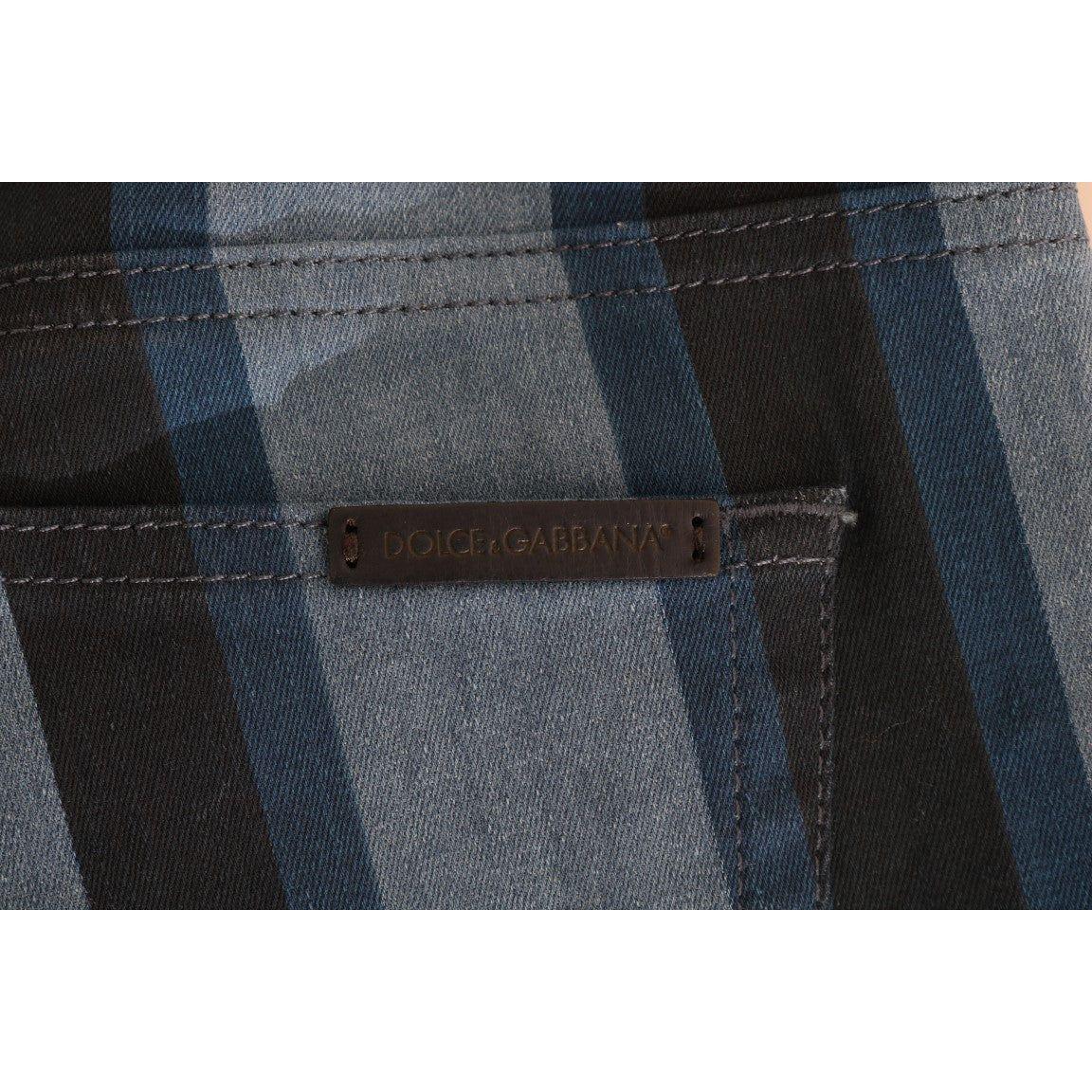 Dolce & Gabbana Chic Blue Striped Slim Fit Girly Jeans Dolce & Gabbana Dark Slate Gray