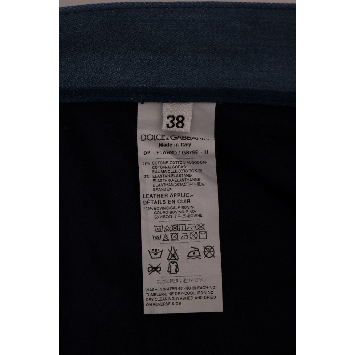 Dolce & Gabbana Chic Blue Striped Slim Fit Girly Jeans Dolce & Gabbana Dim Gray