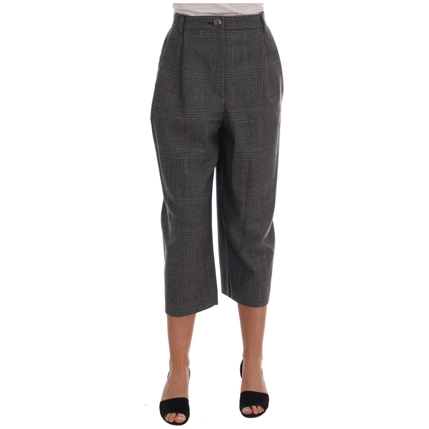 Dolce & Gabbana Elegant Gray Check Capri Wool Pants Dolce & Gabbana Dark Slate Gray