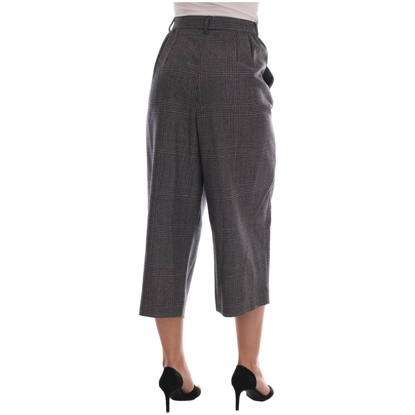 Dolce & Gabbana Elegant Gray Check Capri Wool Pants Dolce & Gabbana Dark Slate Gray