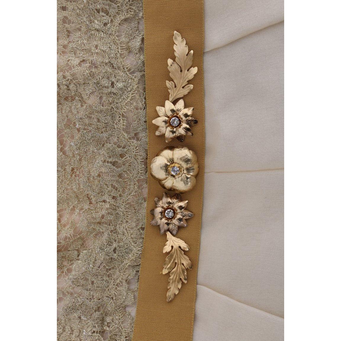 Dolce & Gabbana Elegant Embellished Lace & Organza Silk Dress Dolce & Gabbana Rosy Brown