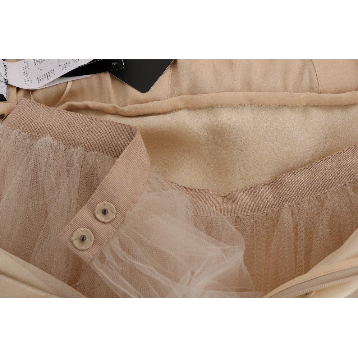 Dolce & Gabbana Elegant Embellished Lace & Organza Silk Dress Dolce & Gabbana Rosy Brown