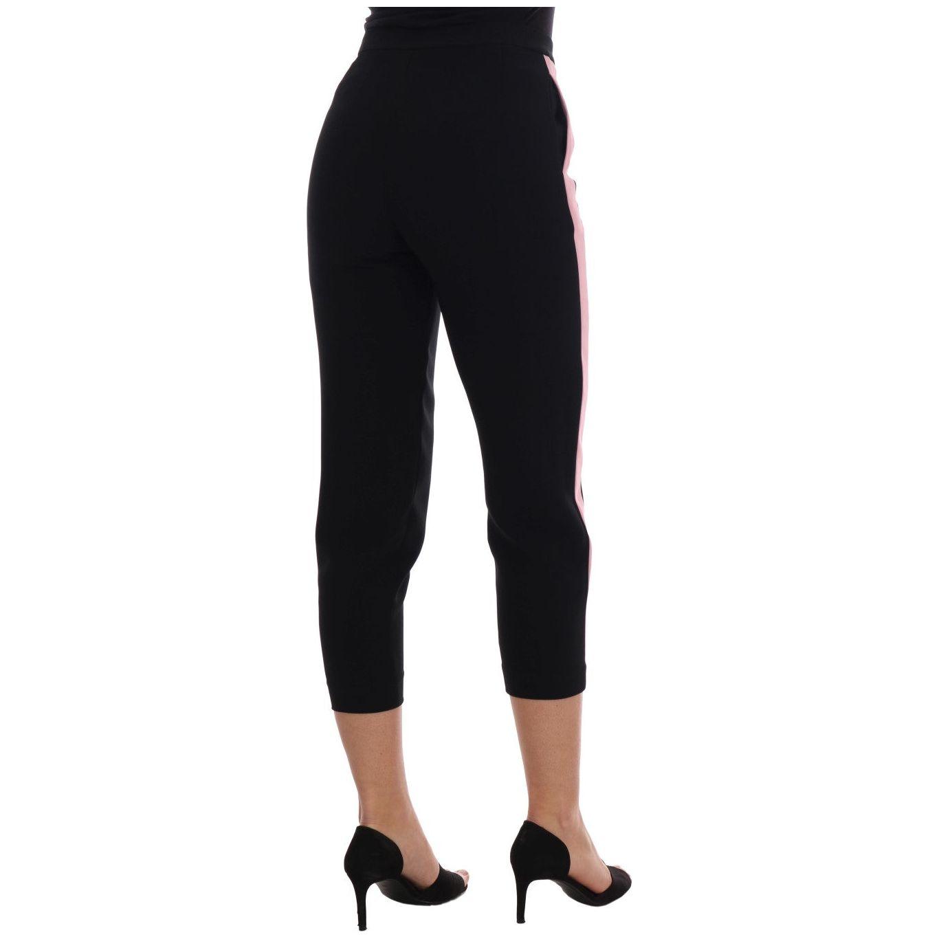 Dolce & Gabbana Chic Black Capri Pants with Pink Side Stripes Jeans & Pants Dolce & Gabbana Rosy Brown