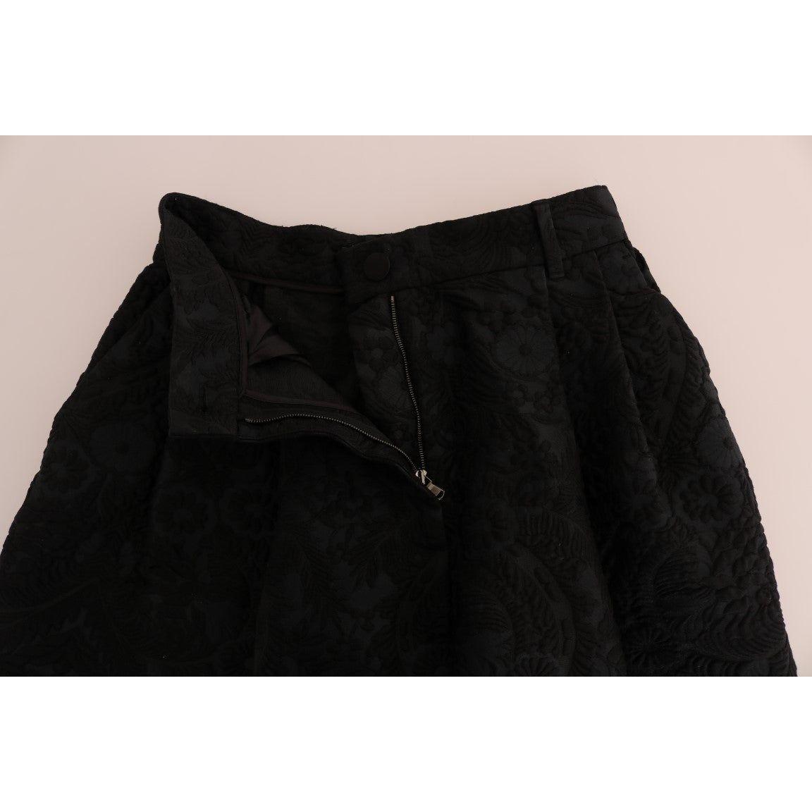 Dolce & Gabbana Elegant Floral Brocade Dress Shorts Jeans & Pants Dolce & Gabbana Black