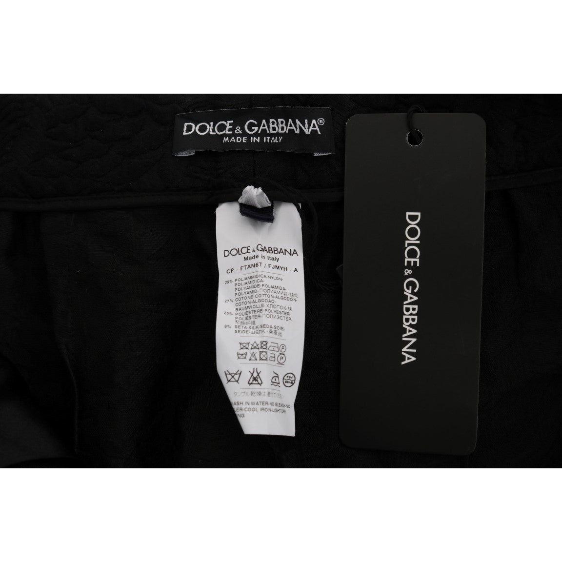 Dolce & Gabbana Elegant Floral Brocade Dress Shorts Jeans & Pants Dolce & Gabbana Black