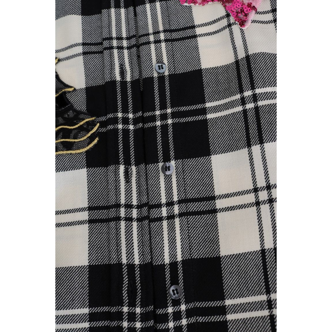 Dolce & Gabbana Enchanted Sequin Checkered Wool Shirt Dolce & Gabbana Gray