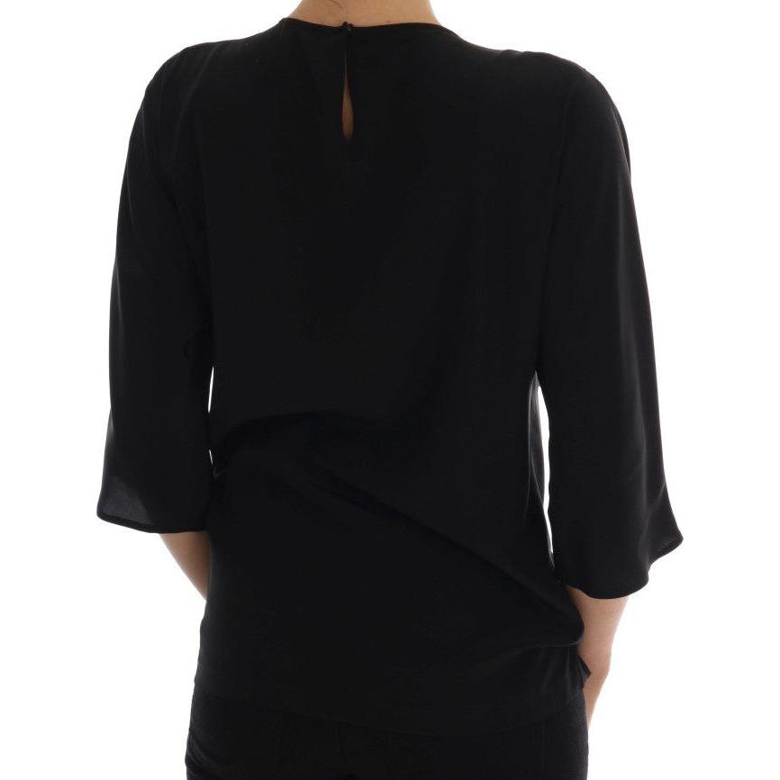 Dolce & Gabbana Fairy Tale Embroidered Silk Blouse Dolce & Gabbana Black