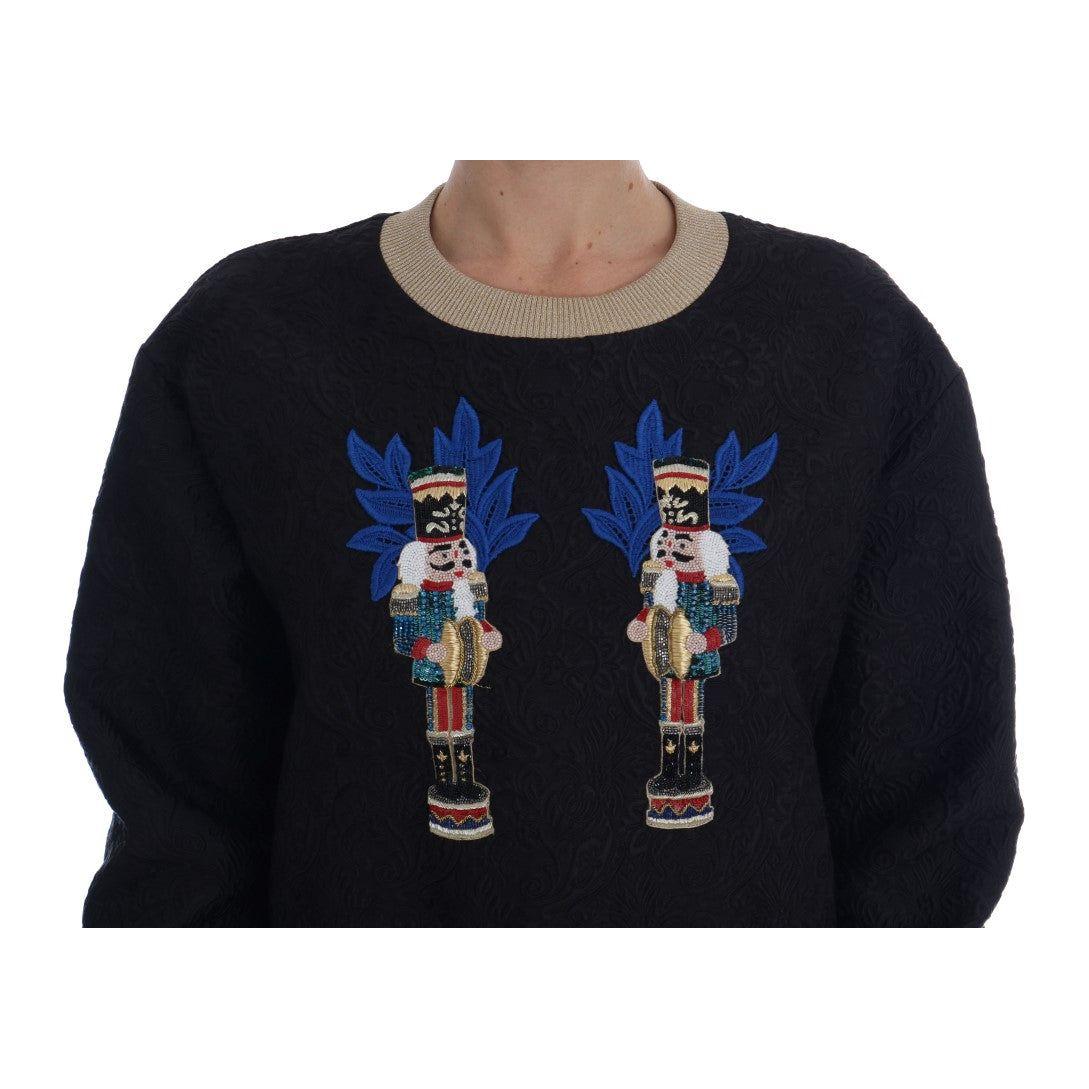 Dolce & Gabbana Enchanted Sequined Black Brocade Sweater Dolce & Gabbana Black