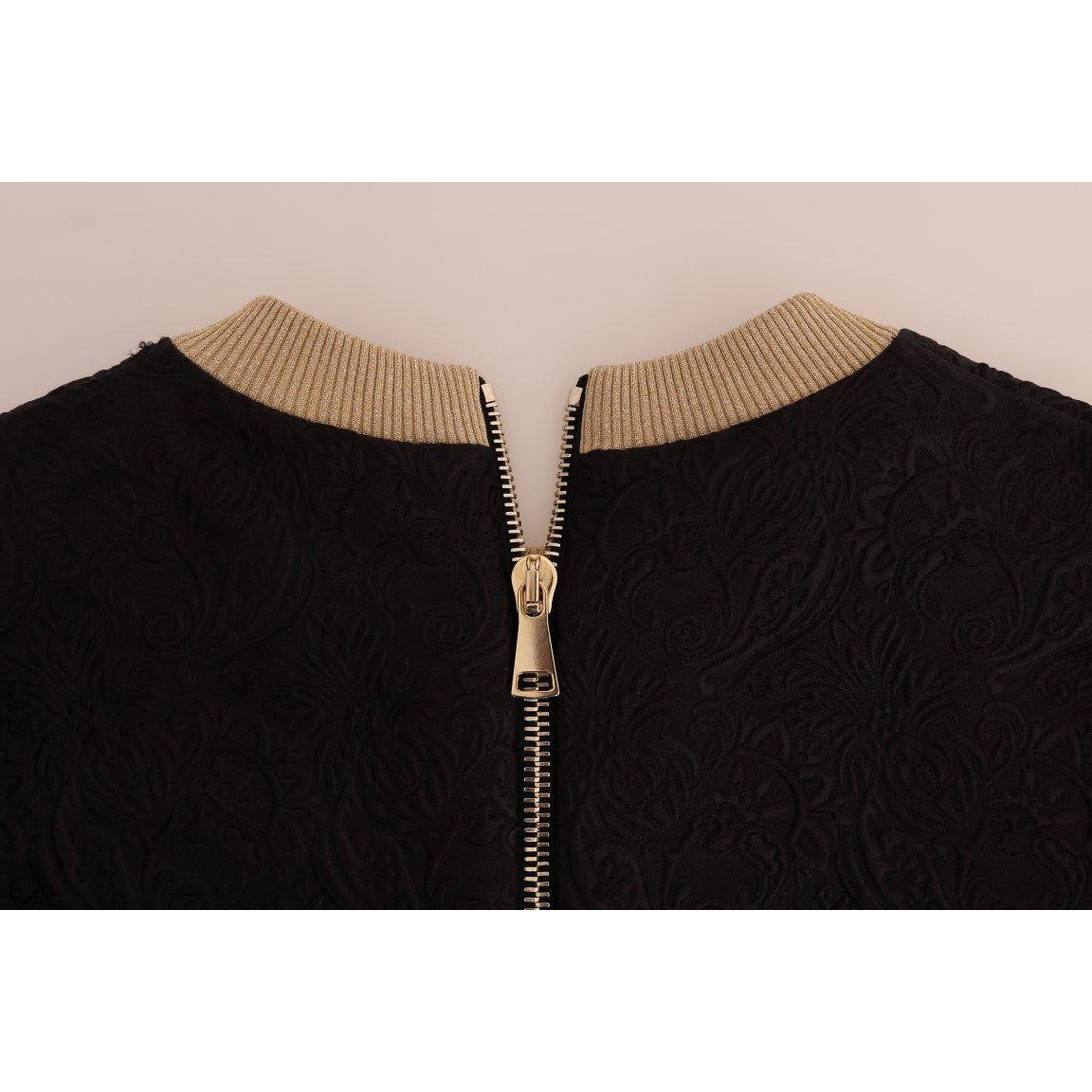 Dolce & Gabbana Enchanted Sequined Black Brocade Sweater Dolce & Gabbana Gray