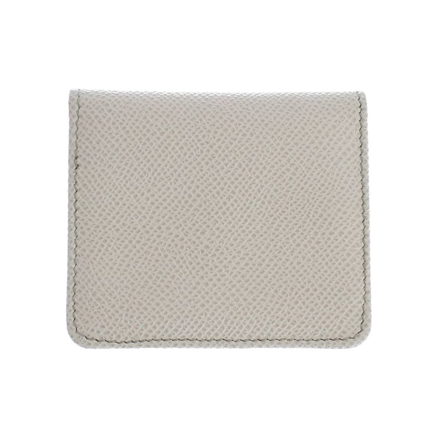 Dolce & Gabbana Sleek White Leather Condom Case Wallet Wallet Dolce & Gabbana Gray