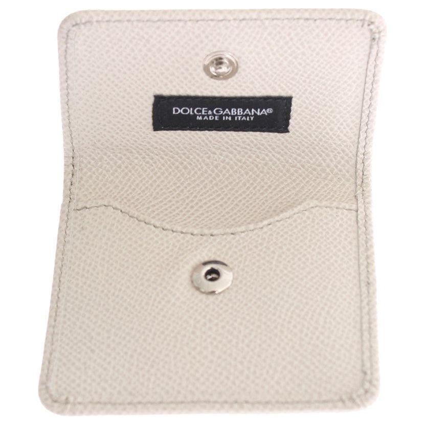Dolce & Gabbana Sleek White Leather Condom Case Wallet Wallet Dolce & Gabbana Light Gray