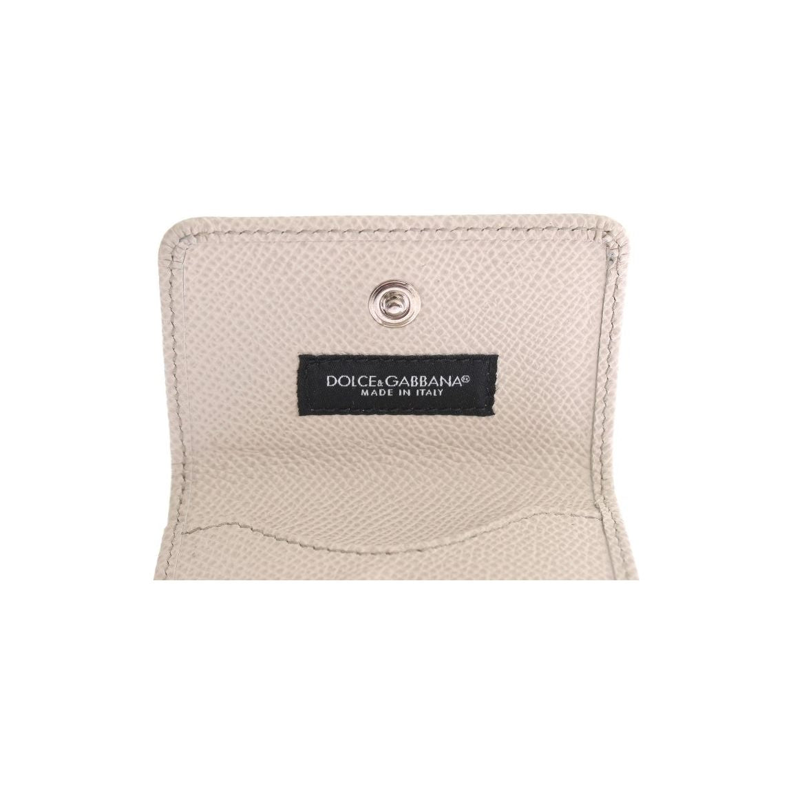 Dolce & Gabbana Sleek White Leather Condom Case Wallet Wallet Dolce & Gabbana Light Gray